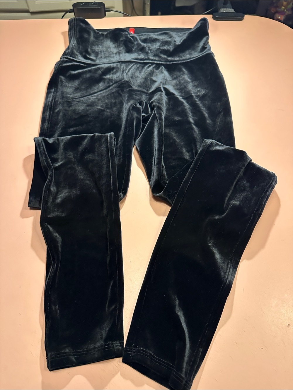 SPANX black velvet leggings